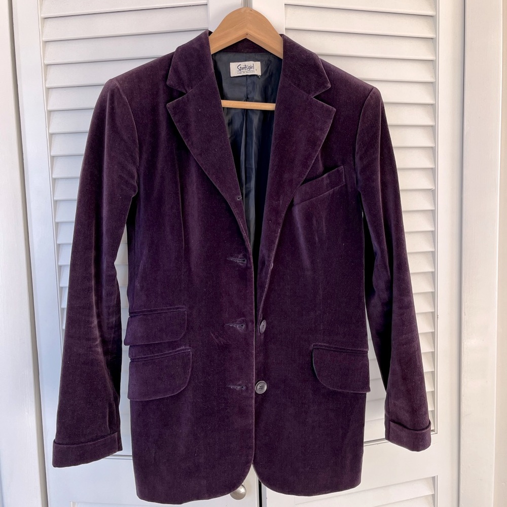 Vintage Velvet Eggplant Purple Blazer, Sportsgirl Australia, modern size 4